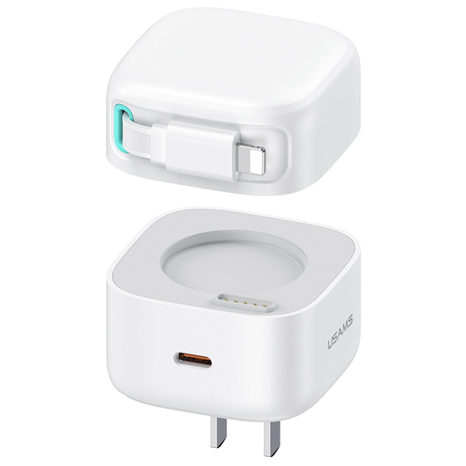 USAMS US-CC212 XMF Series PD 35W GaN Fast Charger with 8Pin Magnetic Retractable Cable Module, CN Plug USAMS US-CC212 XMF Series PD 35W GaN Fast Charger with 8Pin Magnetic Retractable Cable Module, CN Plug